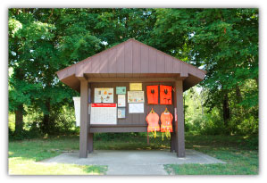 A picture of a water safety pavilion near one of the lake recrational facilities